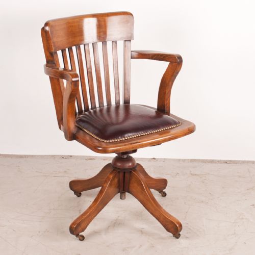 REVOLVING HEIGHT ADJUSTABLE BEECH OFFICE DESK CHAIR - ADDITIONAL PHOTO 2