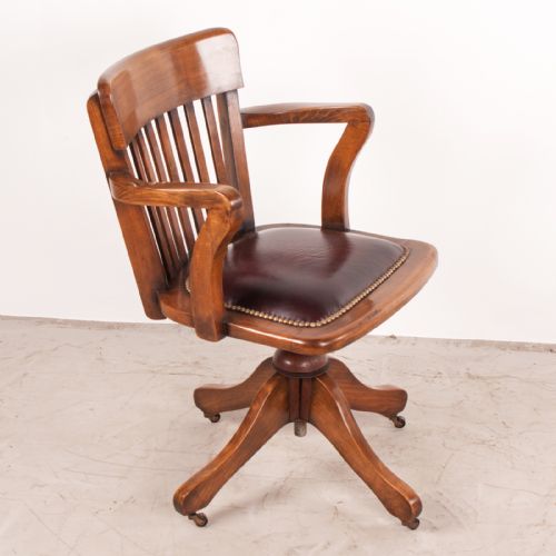 REVOLVING HEIGHT ADJUSTABLE BEECH OFFICE DESK CHAIR - ADDITIONAL PHOTO 3