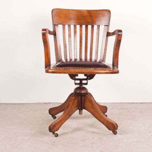 REVOLVING HEIGHT ADJUSTABLE BEECH OFFICE DESK CHAIR - ADDITIONAL PHOTO 4