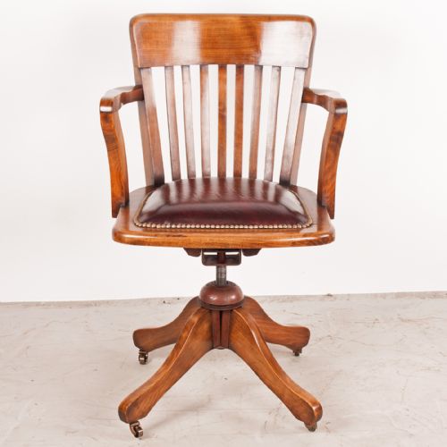 REVOLVING HEIGHT ADJUSTABLE BEECH OFFICE DESK CHAIR - ADDITIONAL PHOTO 8