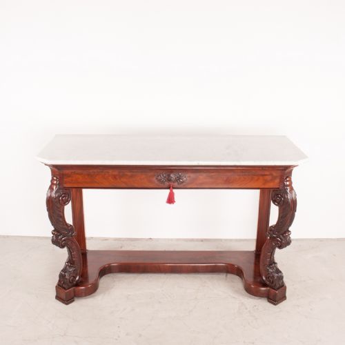 19THC LARGE FRENCH MAHOGANY CONSOLE TABLE