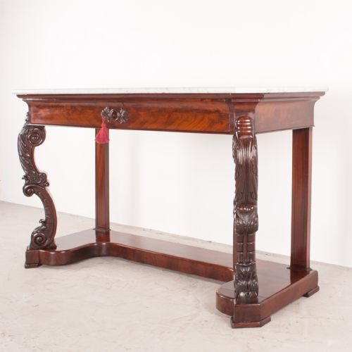 19THC LARGE FRENCH MAHOGANY CONSOLE TABLE - ADDITIONAL PHOTO 3