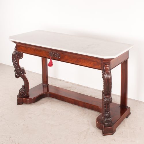 19THC LARGE FRENCH MAHOGANY CONSOLE TABLE - ADDITIONAL PHOTO 4