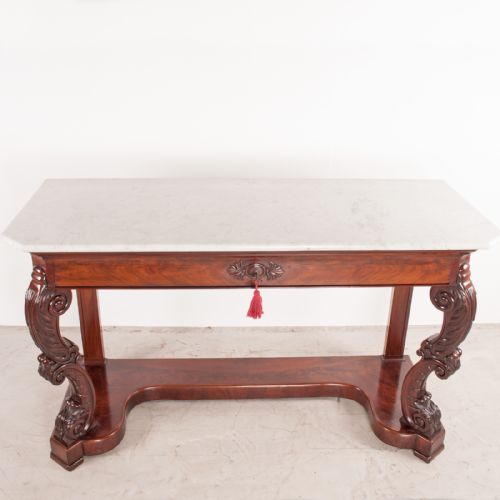 19THC LARGE FRENCH MAHOGANY CONSOLE TABLE - ADDITIONAL PHOTO 5