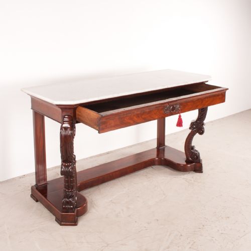 19THC LARGE FRENCH MAHOGANY CONSOLE TABLE - ADDITIONAL PHOTO 6