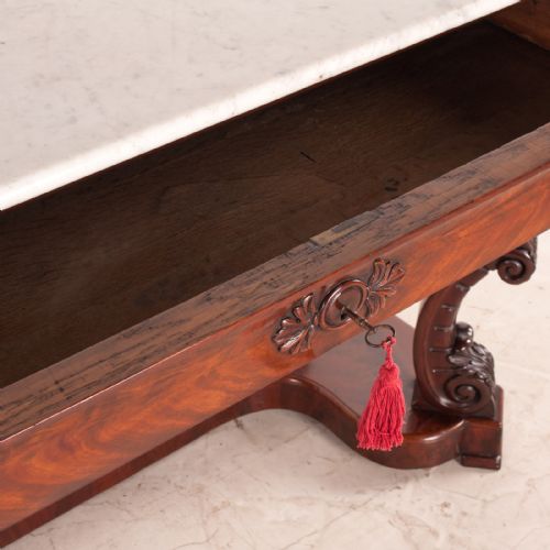 19THC LARGE FRENCH MAHOGANY CONSOLE TABLE - ADDITIONAL PHOTO 12