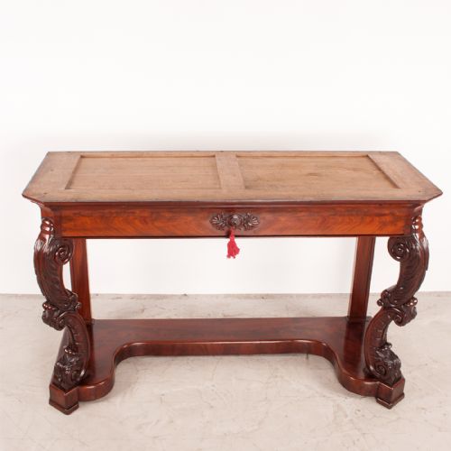 19THC LARGE FRENCH MAHOGANY CONSOLE TABLE - ADDITIONAL PHOTO 18