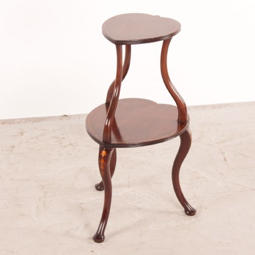 HEART SHAPED TWO TIER MAHOGANY OCCASIONAL TABLE