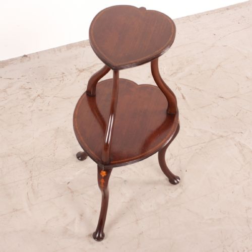 HEART SHAPED TWO TIER MAHOGANY OCCASIONAL TABLE - ADDITIONAL PHOTO 2