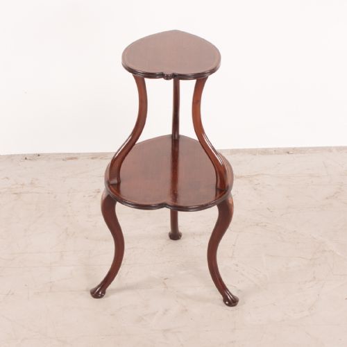HEART SHAPED TWO TIER MAHOGANY OCCASIONAL TABLE - ADDITIONAL PHOTO 5