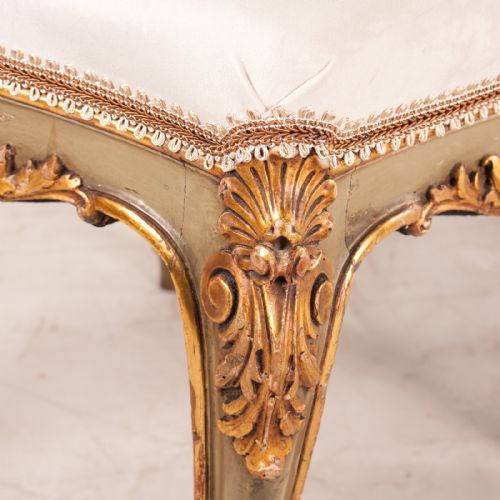 DECORATIVE PAIR OF PAINTED AND GILDED CONTINENTAL 19THC STOOLS - ADDITIONAL PHOTO 8