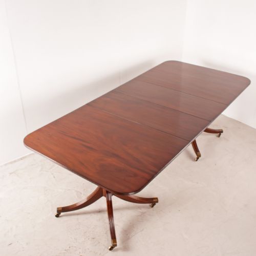 Regency Style Twin Pillar Dining Table with Two Leaves