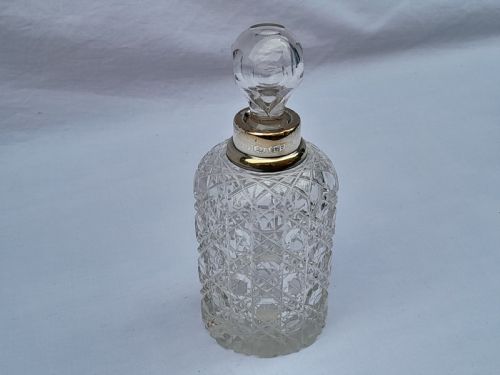 Cut Glass and Silver Collared Scent Bottle