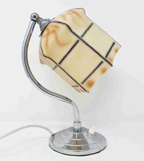 ART DECO CHROME SWAN NECK LAMP