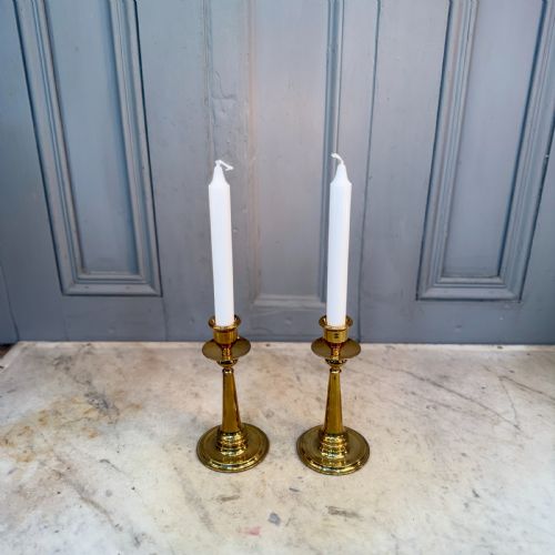 Pair of antique Arts and Crafts brass candlesticks