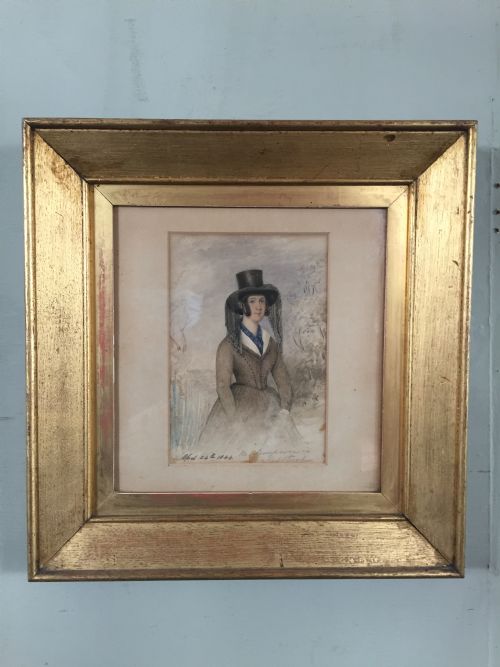 a watercolour portrait of a lady dated 1844 - CATEGORY: ANTIQUE ART - DATED 19TH CENTURY