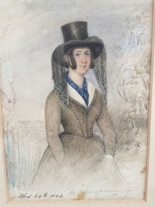 A WATERCOLOUR PORTRAIT OF A LADY DATED 1844 - ADDITIONAL PHOTO 3