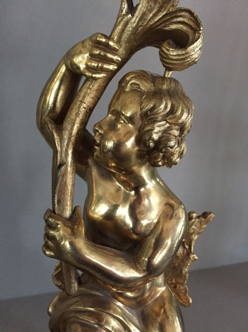 A WONDERFUL 19THC CONTINENTAL POSSIBLY GRAND TOUR ORMOLOU CANDLESTICK - ADDITIONAL PHOTO 2