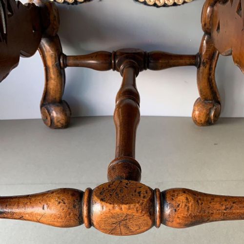 A WONDERFUL 19THC WALNUT CONTINENTAL TAPESTRY STOOL - ADDITIONAL PHOTO 5