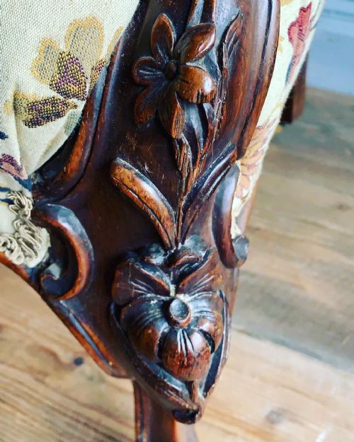 19THC CARVED ROSEWOOD ARMCHAIR CHAIR - ADDITIONAL PHOTO 4