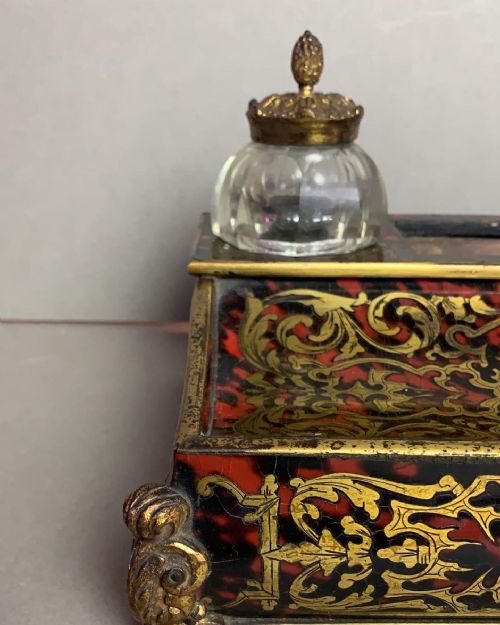 A 19THC FRENCH BOULLE DESK STANDISH - ADDITIONAL PHOTO 1