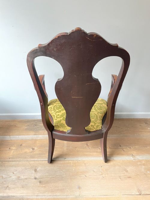 A EARLY 20THC MARQUETRY ELBOW CHAIR - ADDITIONAL PHOTO 5