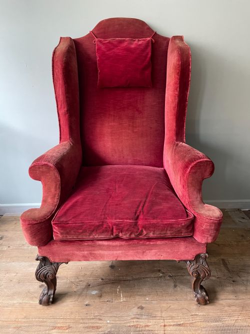 a wonderful 19thc wingback chair - CATEGORY: ANTIQUE CHAIRS - DATED 19TH CENTURY