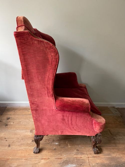 A WONDERFUL 19THC WINGBACK CHAIR - ADDITIONAL PHOTO 3