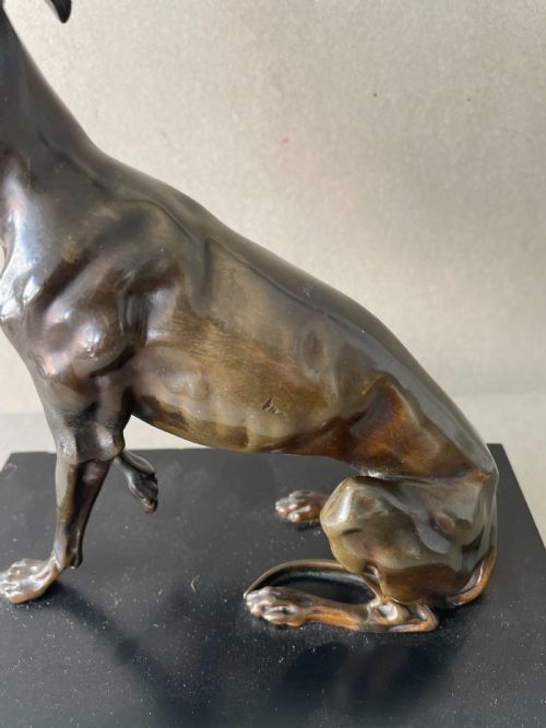 A 19THC BRONZE MODEL OF A GREYHOUND - ADDITIONAL PHOTO 3
