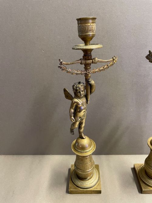 A PAIR OF FRENCH EMPIRE CANDLESTICKS - ADDITIONAL PHOTO 1