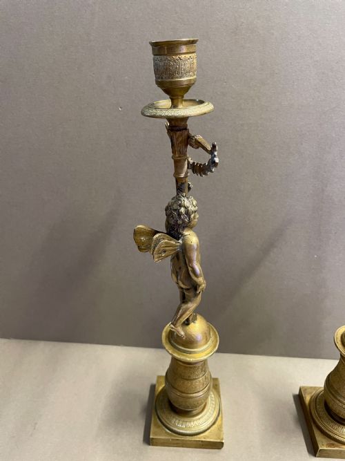 A PAIR OF FRENCH EMPIRE CANDLESTICKS - ADDITIONAL PHOTO 4