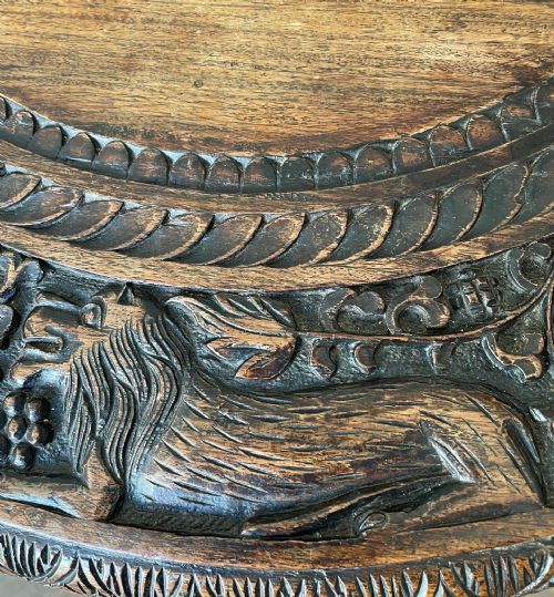 A WONDERFULLY CARVED INDIAN ELEPHANT TABLE - ADDITIONAL PHOTO 3