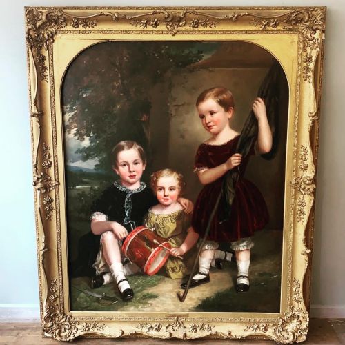 a wonderful 19thc portrait of three children - CATEGORY: ANTIQUE ART - DATED 19TH CENTURY