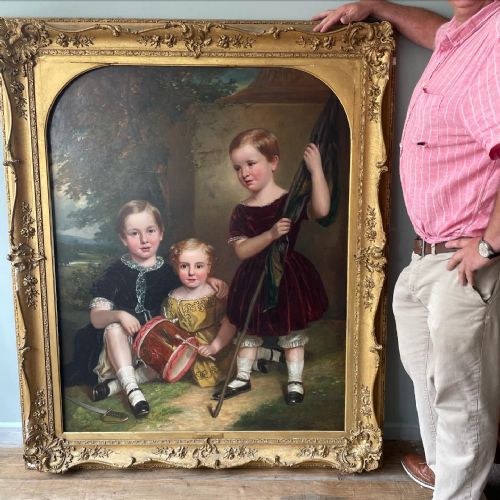A WONDERFUL 19THC PORTRAIT OF THREE CHILDREN - ADDITIONAL PHOTO 1