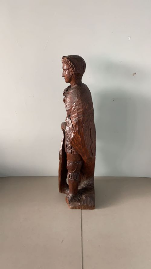 AN ANTIQUE OAK STATUE OF ST GEORGE - ADDITIONAL PHOTO 1