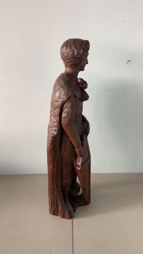 AN ANTIQUE OAK STATUE OF ST GEORGE - ADDITIONAL PHOTO 2