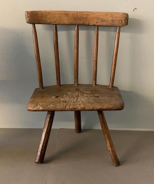 a 19thc primitive stickback childs chair - CATEGORY: ANTIQUE CHAIRS - DATED 19TH CENTURY