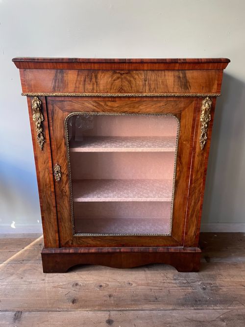 a 19thc figured walnut pier cabinet - CATEGORY: ANTIQUE CABINETS - DATED VICTORIAN