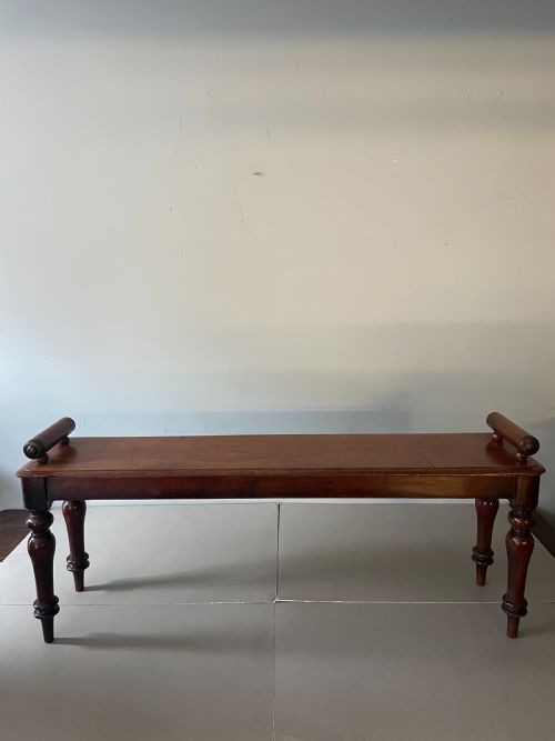 A 19THC MAHOGANY WINDOW SEATHALL BENCH - ADDITIONAL PHOTO 3