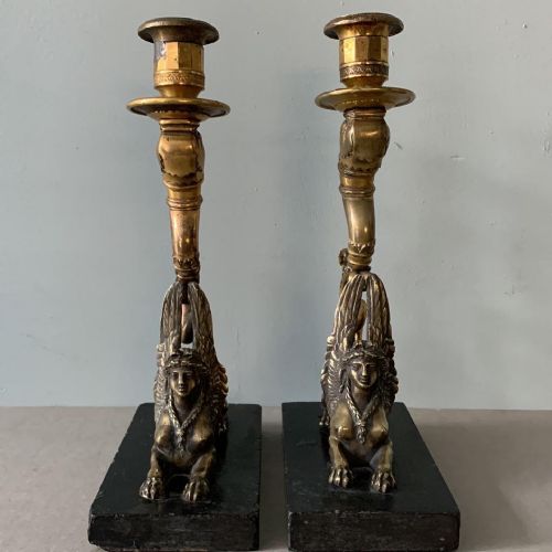 A PAIR OF FRENCH EMPIRE BRONZE CANDLESTICKS - ADDITIONAL PHOTO 5