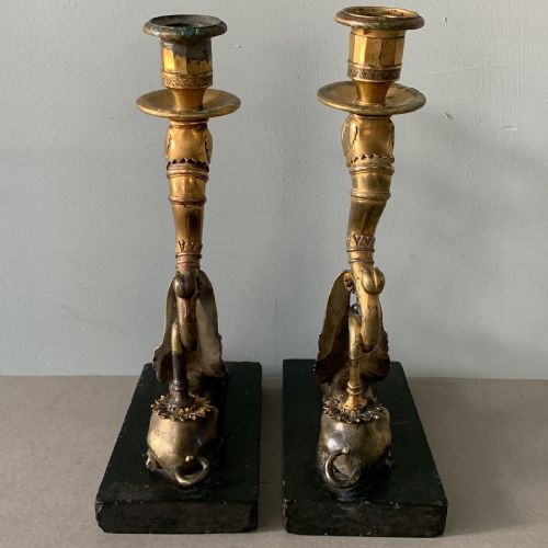 A PAIR OF FRENCH EMPIRE BRONZE CANDLESTICKS - ADDITIONAL PHOTO 7