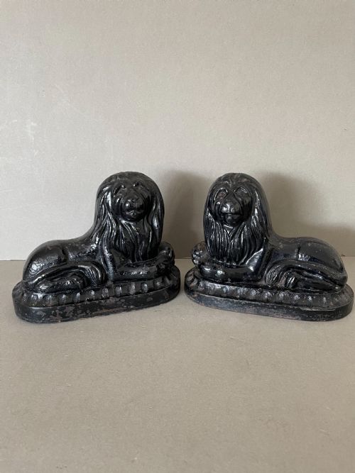 a pair of 19thc cast iron lion door porters - CATEGORY: ANTIQUE MISCELLANEOUS - DATED 19TH CENTURY