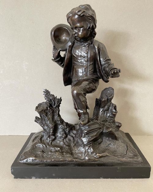 a antique bronze figure of a boy - CATEGORY: ANTIQUE METAL - DATED 19TH CENTURY