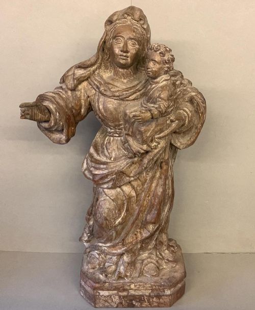 an antique carving of madonna and child - CATEGORY: ANTIQUE SCULPTURES - DATED 19TH CENTURY