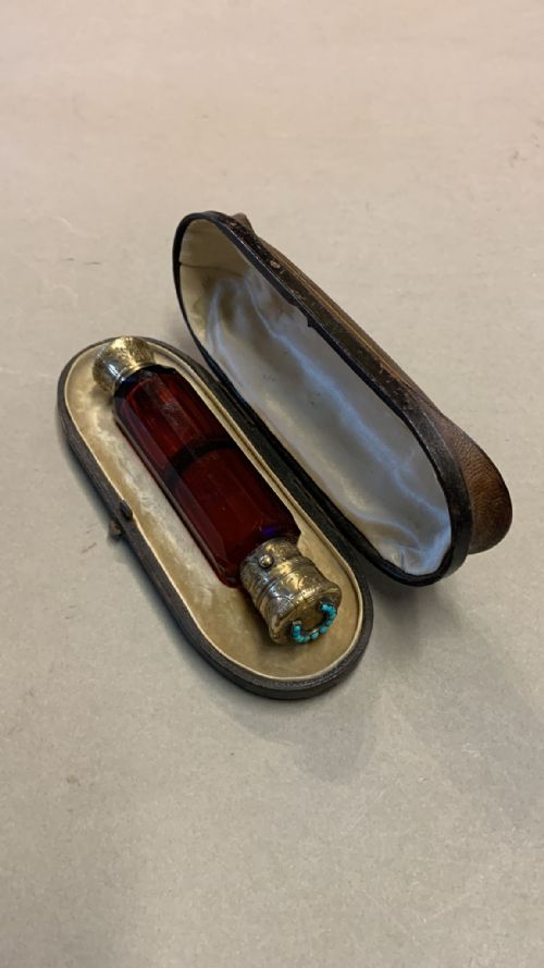 AN LARGE 19THC DOUBLE ENDED PERFUME BOTTLE - ADDITIONAL PHOTO 2