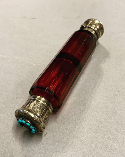 AN LARGE 19THC DOUBLE ENDED PERFUME BOTTLE - ADDITIONAL PHOTO 3