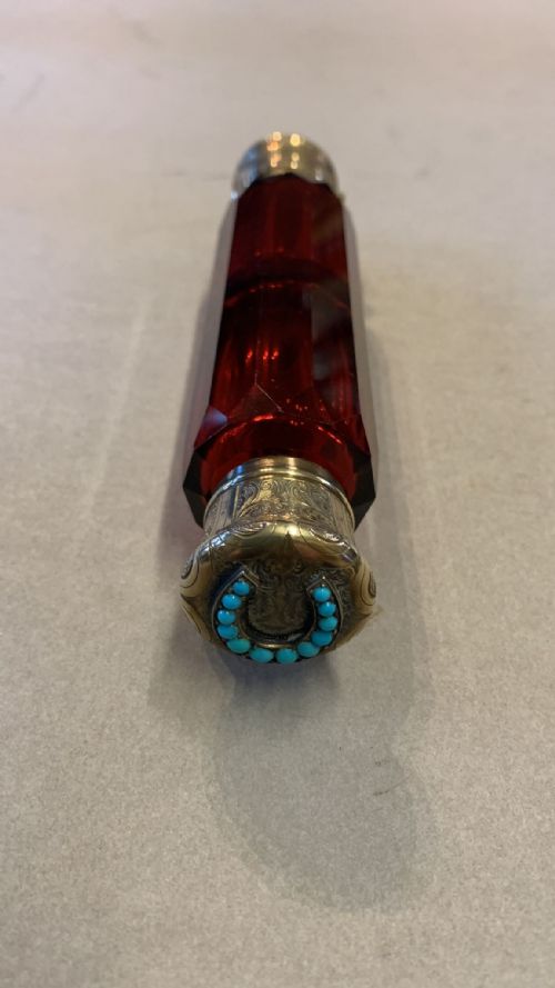 AN LARGE 19THC DOUBLE ENDED PERFUME BOTTLE - ADDITIONAL PHOTO 5