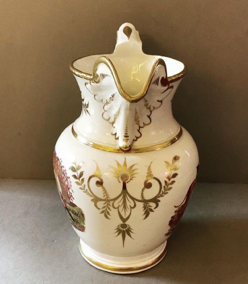 AN ANTIQUE ENGLISH PORCELAIN HUNTING SCENE JUG - ADDITIONAL PHOTO 2