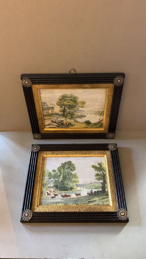a pair or regency framed watercolours - CATEGORY: ANTIQUE ART - DATED REGENCY