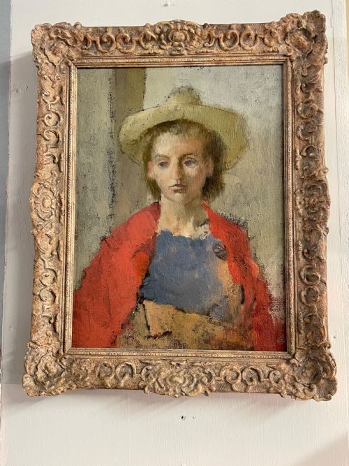 an oil on canvas of a girl - CATEGORY: ANTIQUE ART - DATED 1960